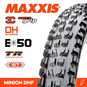 MAXXIS MINION DHF 29 X 2.50 WT 3C GRIP DH TR E-MTB FOLD 60X2TPI E-50