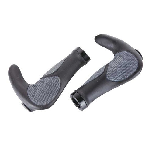 KWT ERGONOMIC LOCK ON GRIPS - WITH BAR ENDS & LOCKING RINGS - BLACK/GREY